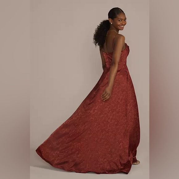 CELEBRATE DB STUDIO jacquard cowl neck bridesmaid dress F20573 Cinnamon small - Picture 4 of 9